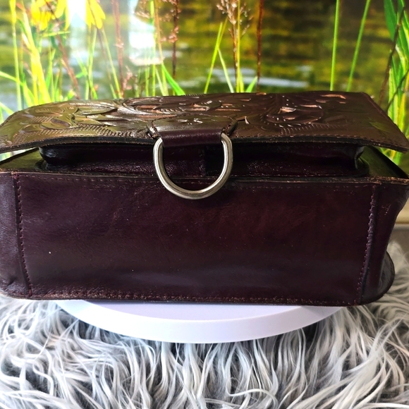 Patricia Nash ILINA Burgundy Cut Out Tooled Leather Crossbody Bag - Picture 11 of 15